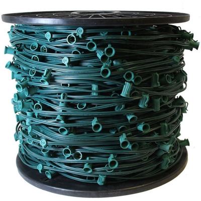 China Stringer Light HQ C9 SOCKET E17 Coil Outdoor Green Wire Plastic Decoration String Light Reel Christmas for sale