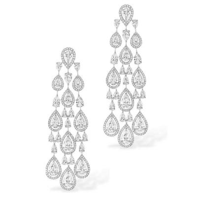 China AAA CLASSIC Zircon Long Fairy Earrings Water Drop Micro Inlaid With Diamond Dazzling Dress Earrings Jewelry Accessories for sale