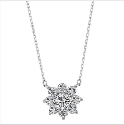 China New Direct Wholesale Women's CLASSIC Big Mini Delicacy 925 Clavicle Chain Silver Diamond Necklace 18K Platinum Sun Flower Pendants for sale