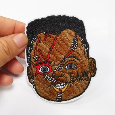 China Viable Clown Logo Twill Embroidered Patches for Clothing, Fashion Design Custom Iron on Embroidery Patches for sale