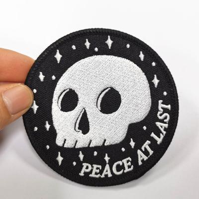 China Viable High Quality Custom Skull Patches Iron On Skull Badge Embroidery Patches for sale