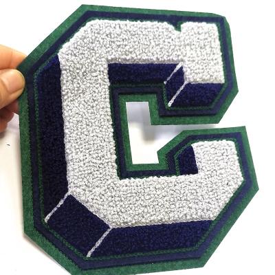 China Viable Wholesale Custom College Letter Towel Chenille Patches, Chenille Patch Heat Press for sale