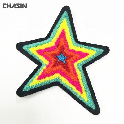 China Customized Viable Star Logo Felt Embroidery Chenille Patch Patch for sale