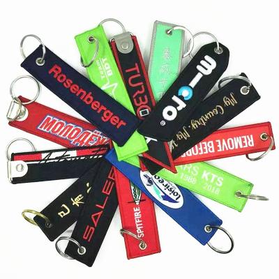 China Eco - Friendly Fabric Custom Embroidery Twill Key Chain , Embroidery Key Chain Tag for sale