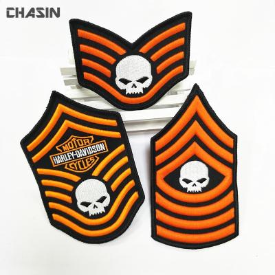 China Viable High Quality Custom 3d Blast Embroidery Biker Motorcycle Patches With Sew On Backing for sale