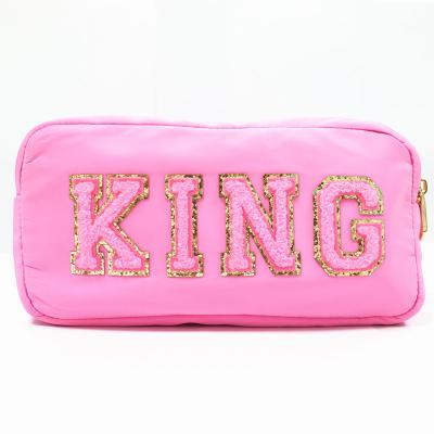 China Cheap Waterproof Nylon Patch Fashion Custom Travel Towel Embroidery Logo Small Cosmetic Bags for sale