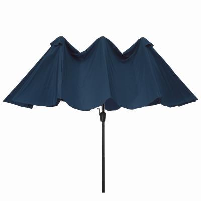 China 15x9ft Large Contemporary Rectangular Double Sided Outdoor Twin Crank Patio Market Umbrella Blue for sale