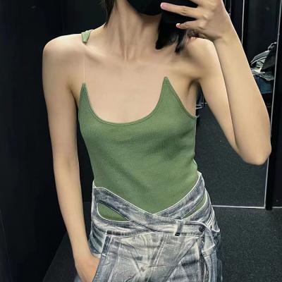 China Sexy Casual Tight Knitted Soft Tank Top Women Workout Singlets Strap Solid Color Summer QUICK DRY Ribbed Invisible Girls Sports for sale