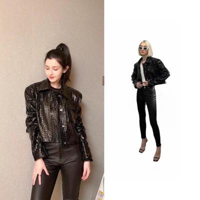 China Popular Waterproof Fashion PU Jacket Long Sleeve Bomber Jackets Women Sequins Coat Motorcycle Street Wear for sale