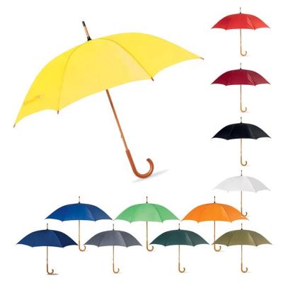 China All In 1 Hot Sale High Quality Rainproof Wooden Handle 190T 8Ribs Auto Open Straight Umbrella Sunshade for sale