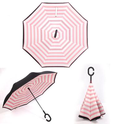 China All In 1 Cheap C-handle Double Layer Inverted Umbrella Custom Logo Printed Reverse Umbrella For Car for sale