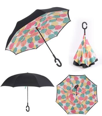 China All In 1 Rainproof Double Layer Umbrella Self Stand Reverse Inverted Umbrella Sunshade For Car for sale