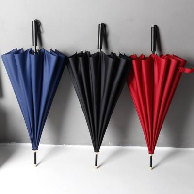 China Custom logo umbrella new golf umbrella soild 16ribs color business gift modern advertising straight open umbrella custom logo for sale