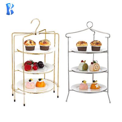 China Can be freely matched according to your preferences OKEY Luxury Gold Food Grade 3 Tier Afternoon Tea Cake Stand for sale