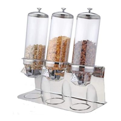 China sustainable & OKEY Hotel Buffet Items Dry Storage Container Plastic Hygienic Clear Acrylic Food Waiter Cereal Wall Mounted Dispenser for sale