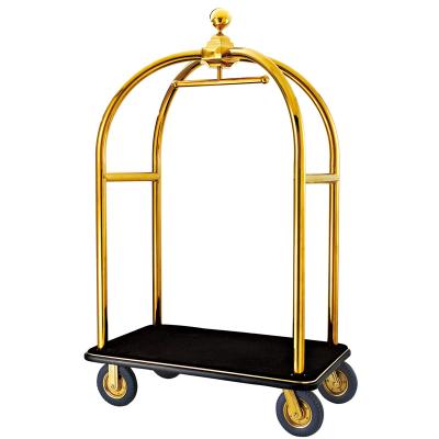 China Modern OKEY Gold Stainless Steel Hotel Luggage Trolley Decorative Bird Cage Trolley For Sale for sale