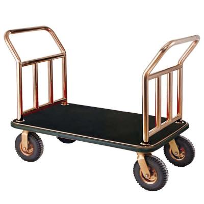 China Modern Hotel Rose Gold Color Town Crier Four Wheels Lobby Hand Baggage Trolley Baggage Trolley Trolley for sale