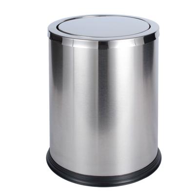 China OKEY 5 Star Hotel Gestroom Stored Nappies Alone Round Sliver Color Stainless Steel Swing 10 Liter Waste Bin for sale