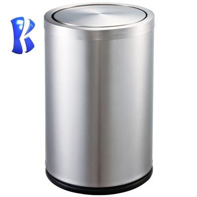 China Modern OKEY Style Guest Room Round Double Layer Stocked Trash Can With Swing Lid 10 Liter Waste Bin for sale