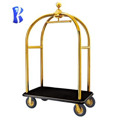 China OKEY Modern 5 Star Hotel Stainless Steel Hotel Luggage Trolley Trolley with 4 Wheels for sale