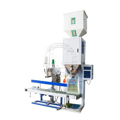 China Food Rice Scale Equipment Electronic Automatic Weighting Wrapping Wrapping Machine With Sewing Machine And Conveyor for sale