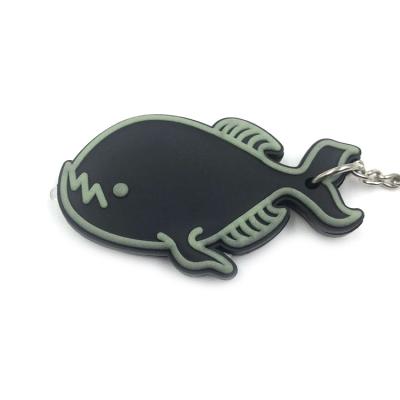 China Factory wholesale custom waterproof cute/funny fish logo PVC rubber key chain for sale