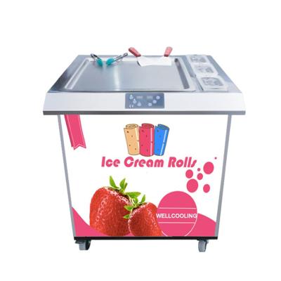 China Snacks Factory Commercial Single Square Pan Roll Fried Ice Cream Machine With CE Certification for sale