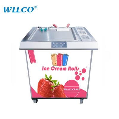 China Snack Factory Commercial Single Square Pan Fried Ice Cream Roll Machine With 3 Topping Pans for sale