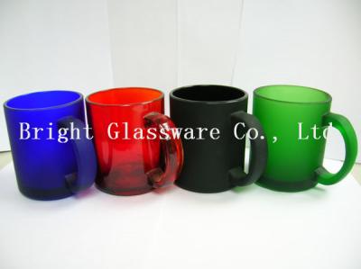 China solid color glass beer mug with handle for sale