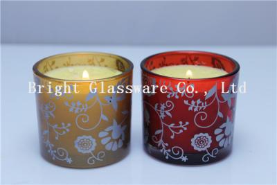 China Glass Candle Holder With Wax , Candle Jar With Lid Cover for sale