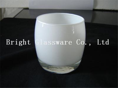 China clear white blown glass candle holder for hotel decoration for sale