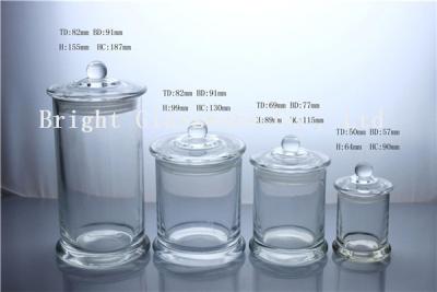 China different size glass candle jars with custom lid in stock for sale