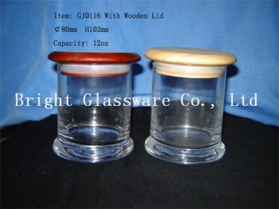 China different size glass candle jars with wooden lid wholesale for sale