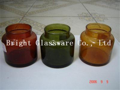 China colorful glass candle container, candle jar, blown jar for sale