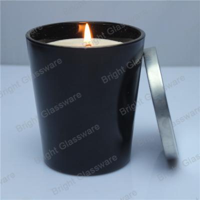 China black glass candle, glass candle holder with lid for sale