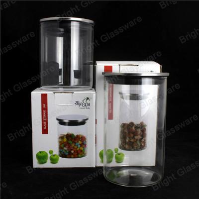 China Airtight Glass Storage Jar With Metal Lid For Kitchenware for sale