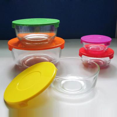 China high quality clear glass bowl with plastic lid, salad bowl, fresh bowl for sale for sale