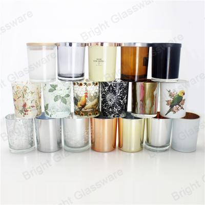 China New glass candle jar with custom logo, candle holder with lid for sale