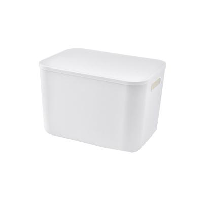 China 2021 New Designed Plastic Cosmetic Organizer Multifunctional White Container Stored With Lid Makeup Tissue Storage Basket Box Sundries for sale