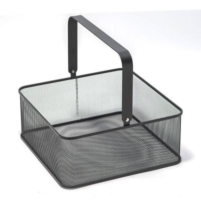 China Sustainable Portable Iron Storage Basket Household Fruit And Vegetable Sundries Iron Storage Basket With Handle for sale