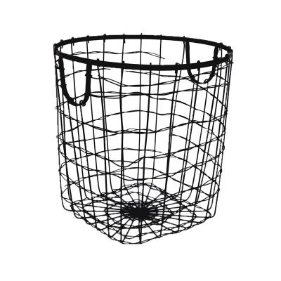 China Home Storage Iron Mesh Basket Metal Basket With Handle Clothes Viable Storage Rack Sundries Basket for sale