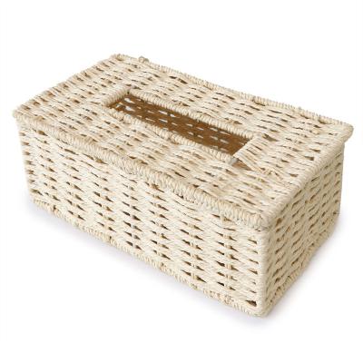 China Viable Style Fabric Storage Box Creative Seaweed Woven Tissue Box For Bedroom Living Room for sale