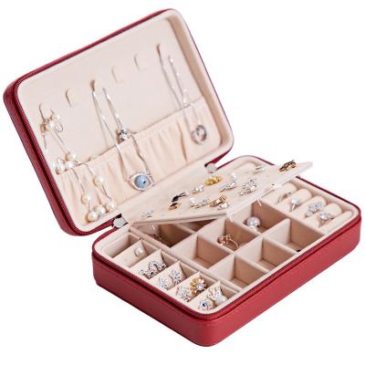 China Viable Nordic style PU storage box jewelry earring necklace leather storage box for sale