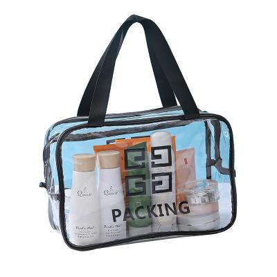 China Viable Multifunctional PVC Cosmetic Bag Portable Large Capacity Storage Portable Transparent Cosmetic Bag for sale