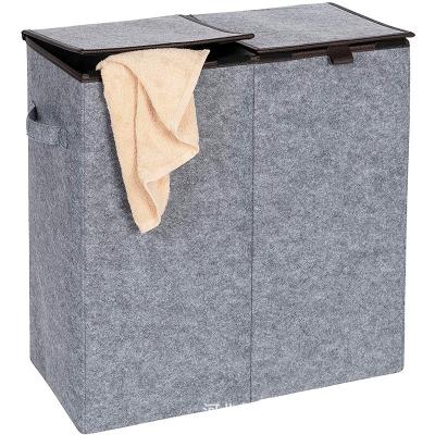 China 2022 Sustainable Top Selling Large Size Double Bucket Felt Dirty Laundry Hamper for sale