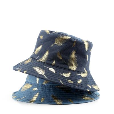 China Digital COMMON 2022 Vintage Print Cotton Beach Brim Sun Unisex Fisherman Wide Bucket Hats Summer Women Custom Foldable Bucket Hat for sale