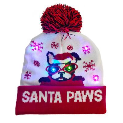 China Christmas Waterproof Decorations Flirting Knitted Hat With LED Ball Lamp Cap Kids Hat Adult Christmas Supplies for sale