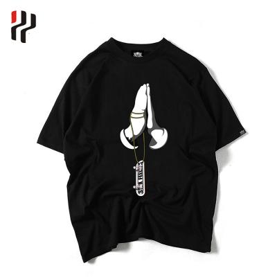 China Custom Anti-pilling Men's 100% Cotton T-shirt Black T-shirt With Logo Printing Wholesale Cheap Elastic Blank T-shirt Design for sale