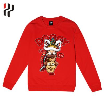 China Winter fashion 100% fleece 320grams cotton silk screen men's anti-pilling OEM anti-pilling red sweatshirt Custom print for sale