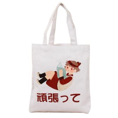 China Customized Black Handled Cotton Canvas Tote Bag Recycled Shopping Shoulder Grocery Bags for sale